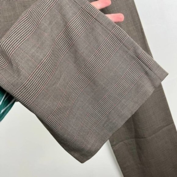 Gai Mattiolo Brown Plaid High Waited Wide Leg Trouser Pants Size IT 42 US 6 - Picture 5 of 8